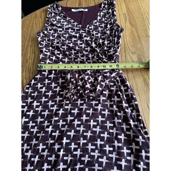 41 Hawthorn Faux Wrap Belted Dress Size Small Maroon All Over X Print Sleeveless - Picture 9 of 12